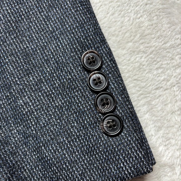 Lauren Ralph Lauren Blazer Mens 46R Sport Coat  Blue‎ Black Herringbone Wool - Picture 2 of 11